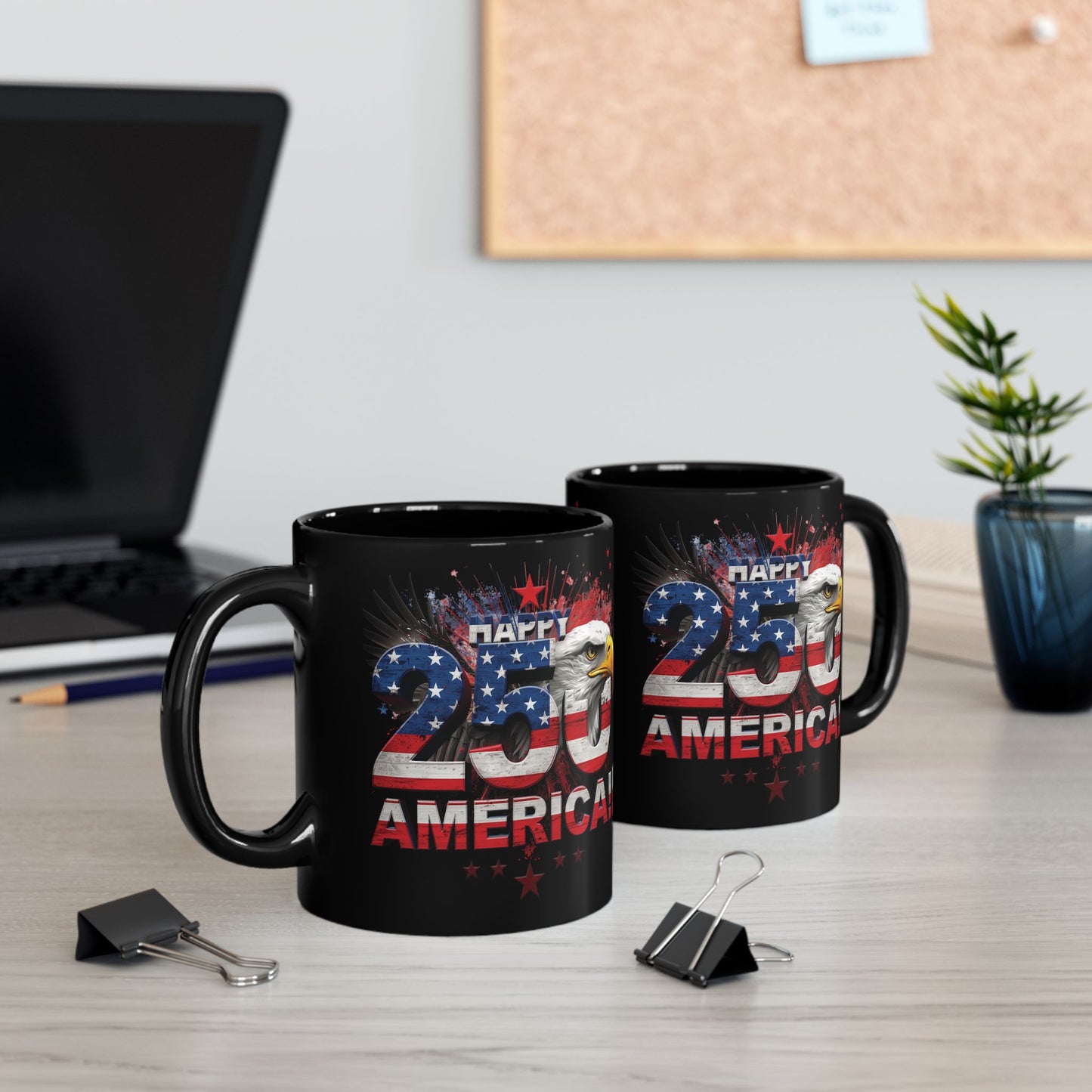 Happy 250th Birthday America Mug | 1776-2026 Patriotic Eagle Flag Black Coffee Cup