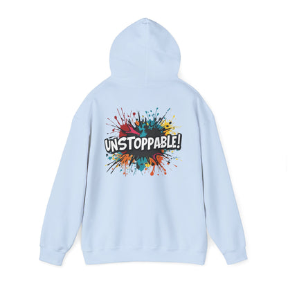 Unstoppable! Paint Splash Hoodie - Motivational Graphic Sweatshirt - Unisex Pullover - S-5XL
