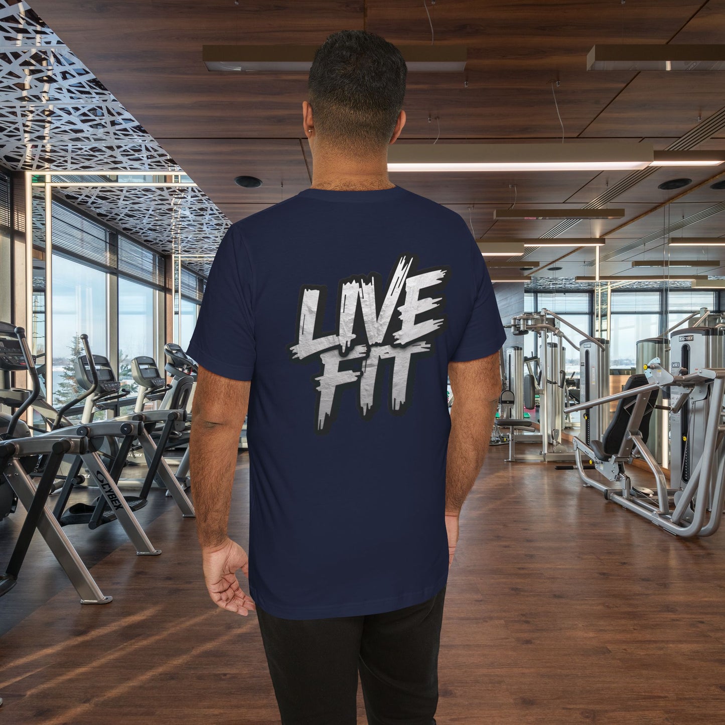 LIVE FIT Unisex Jersey Tee - Fitness Shirt - XS - 4XL -  Workout Apparel -  Motivational T-Shirt - Casual Wear - Gift for Fitness Enthusiasts