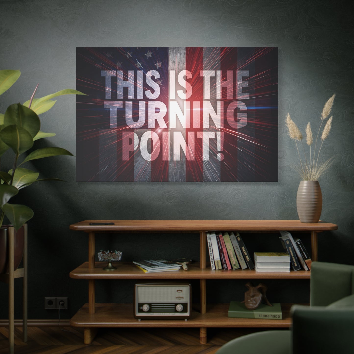 Charlie Kirk - This Is The Turning Point! - Red White Blue - Stunning American Flag Backdrop Design - Patriotic - Motivational Wall Art - Canvas - Multiple Sizes