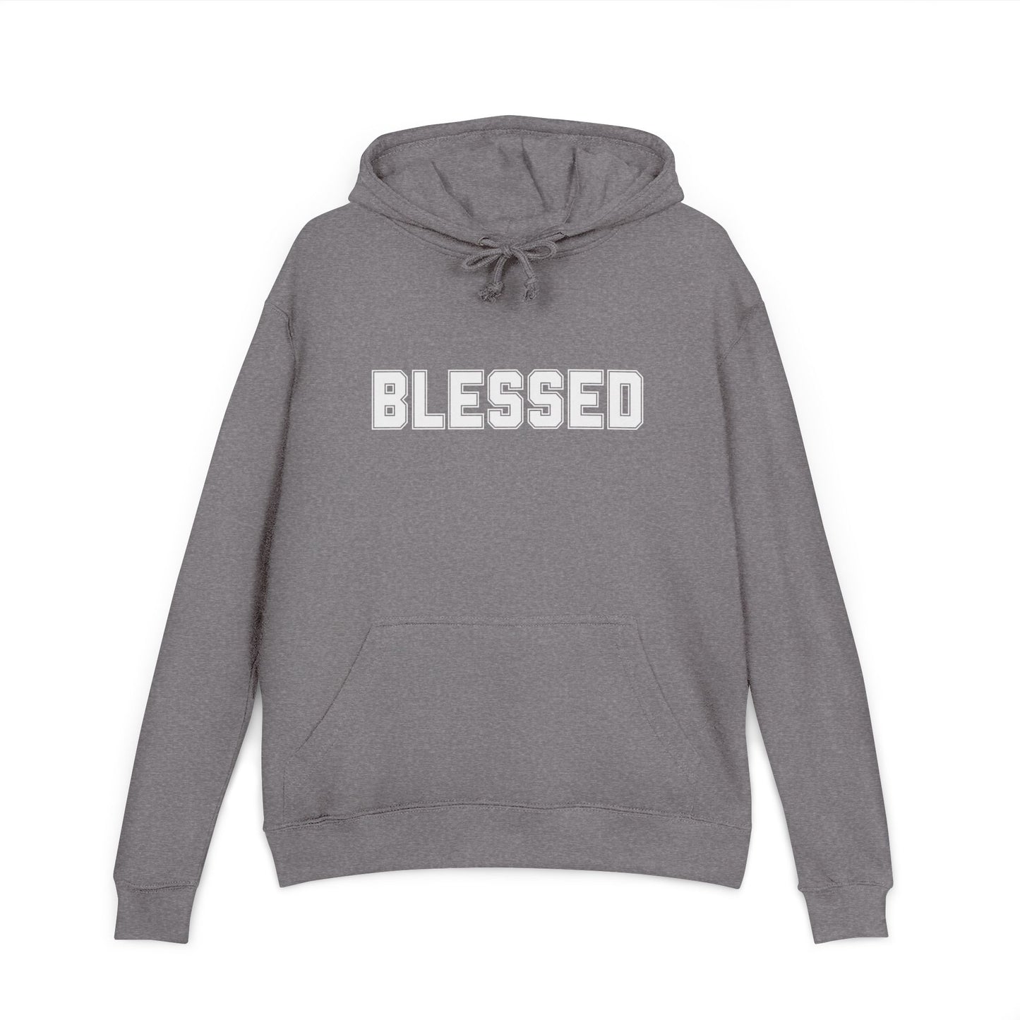Blessed Hoodie — Cozy French Terry Pullover - with - White - Bold Front & Back Text - Holiday Gift - Fitness