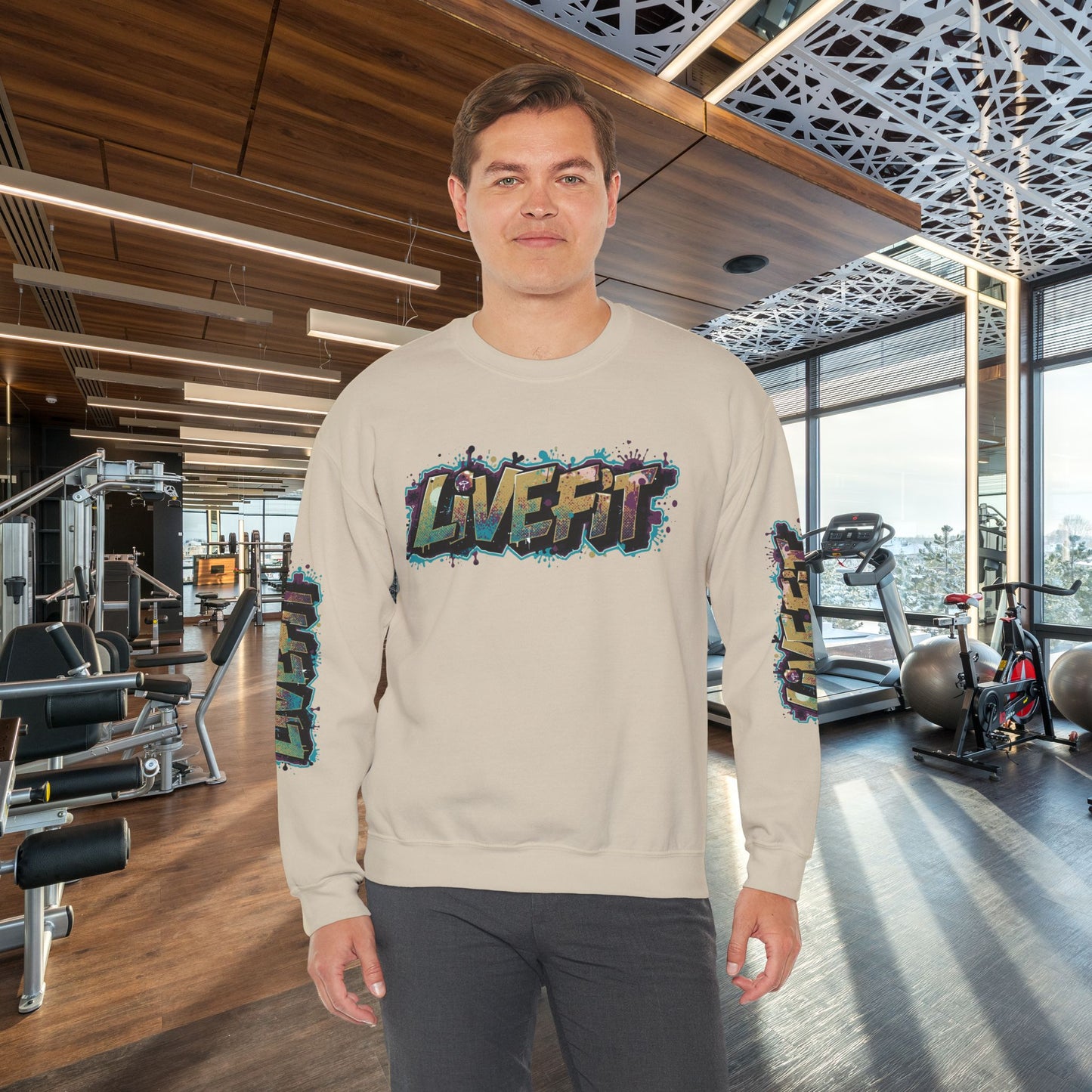 Live Fit Crewneck Sweatshirt - Trendy Fitness Apparel -  Unisex Casual Wear -  Sports Gift -  Workout Fashion -  Street Style Sweatshirt -