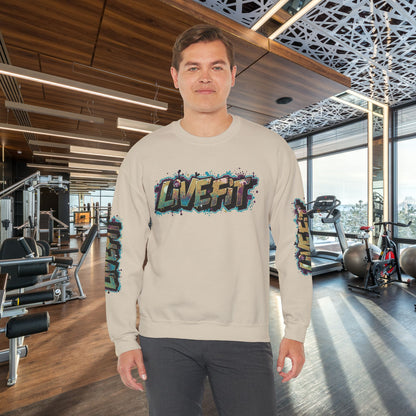 Live Fit Crewneck Sweatshirt - Trendy Fitness Apparel -  Unisex Casual Wear -  Sports Gift -  Workout Fashion -  Street Style Sweatshirt -