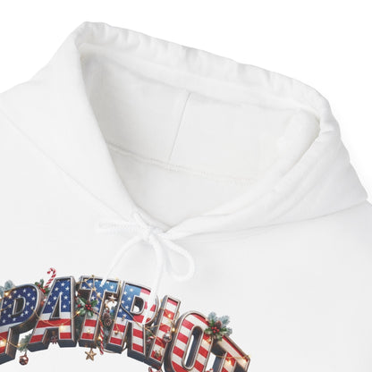 Patriot Christmas Hoodie - Flag Letters with Ornaments | Clean Minimal Graphic | Unisex S-5XL