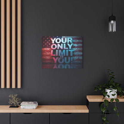 Gallery Wrapped - Motivational Canvas Wall Art - Your Only Limit Is You! - Inspirational Decor for Home Office - Inspirational Gift - Vintage American Flag - Limitless Living - Personal [...]