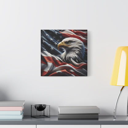 Patriotic Eagle Gallery Wrapped Canvas Art - American Flag Wall Decor - Red White Blue - USA Pride - Holiday Gift -  4th of July Home Decoration - Veteran Gift -  USA Theme Art - Print On Sides - Mirror Sides -