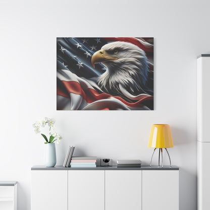 Patriotic Eagle Gallery Wrapped Canvas Art - American Flag Wall Decor - Red White Blue - USA Pride - Holiday Gift -  4th of July Home Decoration - Veteran Gift -  USA Theme Art - Print On Sides - Mirror Sides -