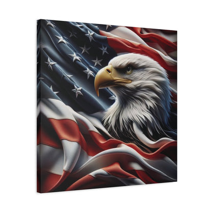 Patriotic Eagle Gallery Wrapped Canvas Art - American Flag Wall Decor - Red White Blue - USA Pride - Holiday Gift -  4th of July Home Decoration - Veteran Gift -  USA Theme Art - Print On Sides - Mirror Sides -