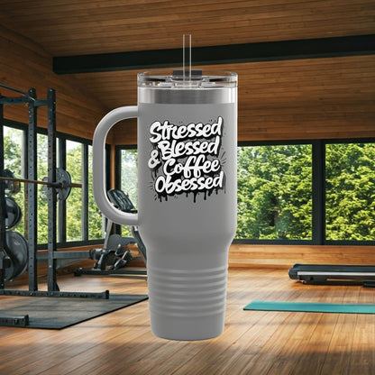 40oz. Insulated Travel Mug: Stressed Blessed, & Coffee Obsessed Print, 7 Different Color Options, Perfect Gift for Coffee Lovers, Gym Goers, Travel Enthusiasts, Holiday [...]