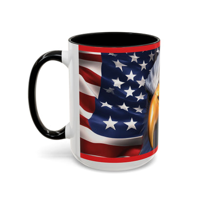 Patriotic Bald Eagle Coffee Mug - American Flag Accent - 11oz/15oz - Multiple Colors