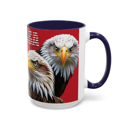 Patriotic Bald Eagle Accent Mug - Red White & Blue - 11oz/15oz - 4 Colors
