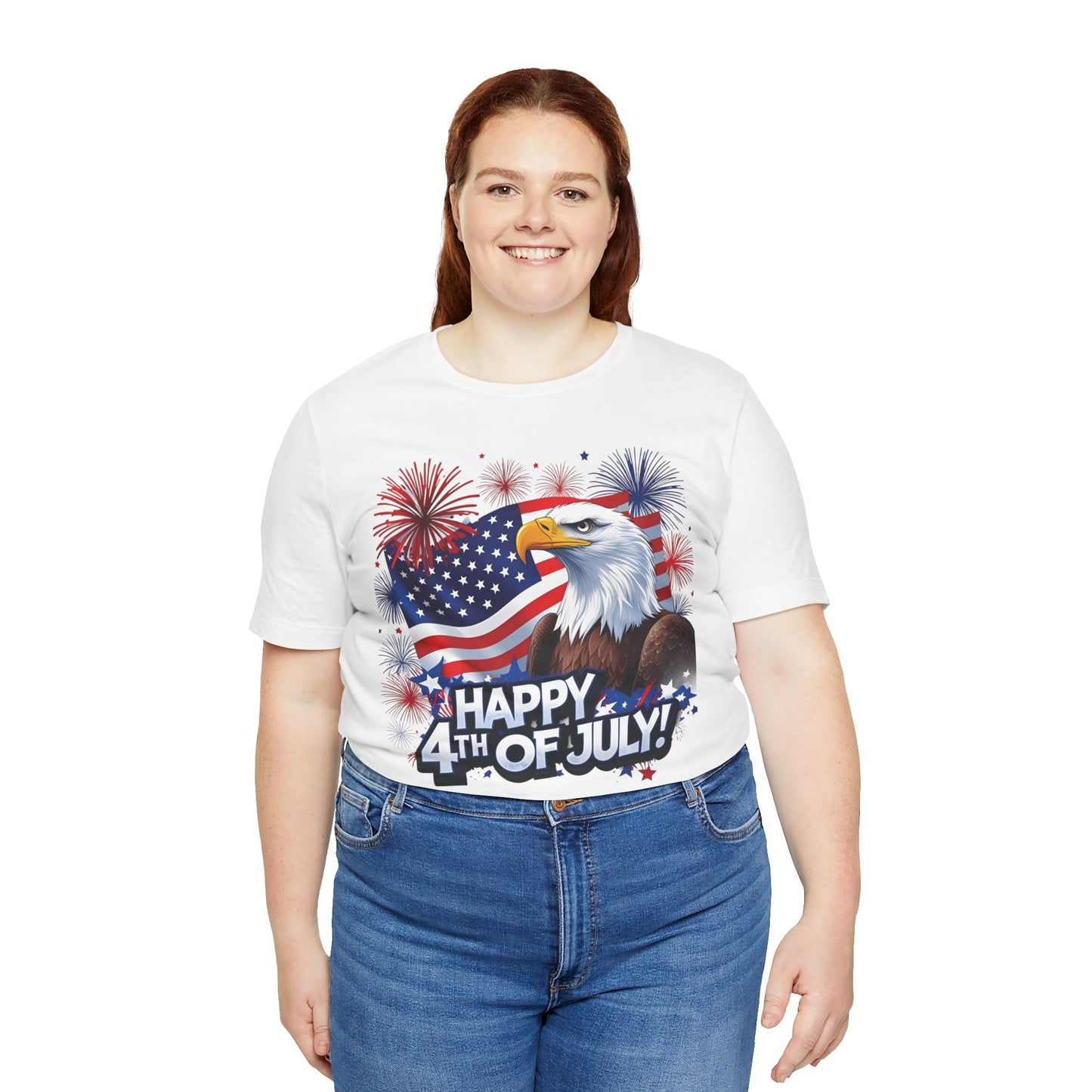 Happy 4th of July Graphic T-Shirt - Patriotic Bald Eagle - American Flag Tee - XS-4XL