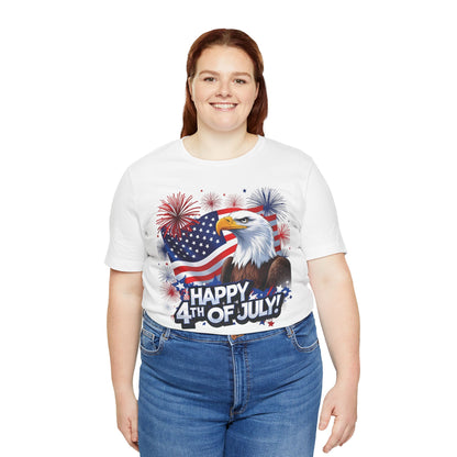 Happy 4th of July Graphic T-Shirt - Patriotic Bald Eagle - American Flag Tee - XS-4XL
