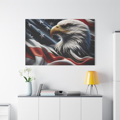Patriotic Eagle Gallery Wrapped Canvas Art - American Flag Wall Decor - Red White Blue - USA Pride - Holiday Gift -  4th of July Home Decoration - Veteran Gift -  USA Theme Art - Print On Sides - Mirror Sides -