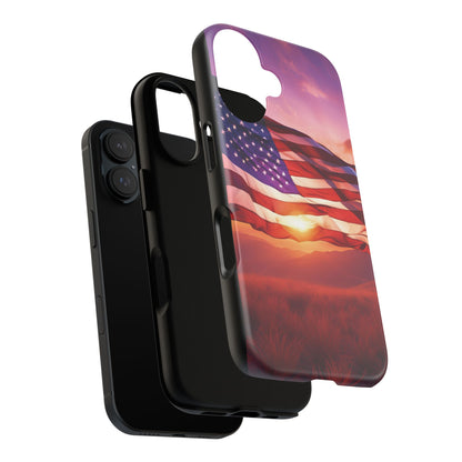 Stylish Phone Case - American Flag At Sunset Design - Patriotic Gift for Veterans - Independence Day -  Summer Vibes -