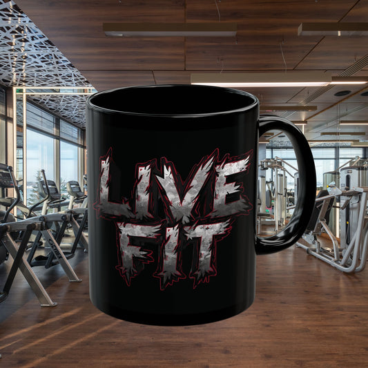 Ceramic Black Mug - LIVE FIT Design -  11oz - 15oz -