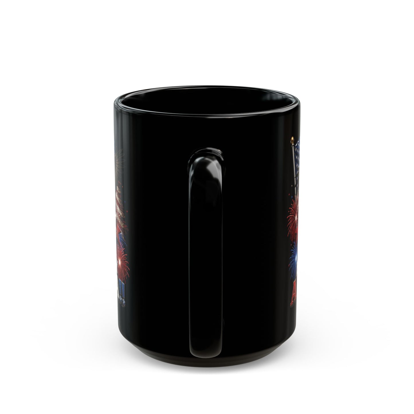 Happy 250th Birthday America Mug | 1776-2026 Patriotic Eagle Flag & Fireworks Black Coffee Cup