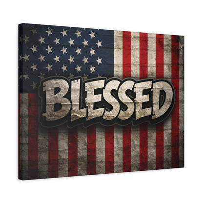 Blessed American Flag Canvas Wall Art, Patriotic Home Decor, Inspirational Gift, Rustic Wall Decor, Americana Artwork