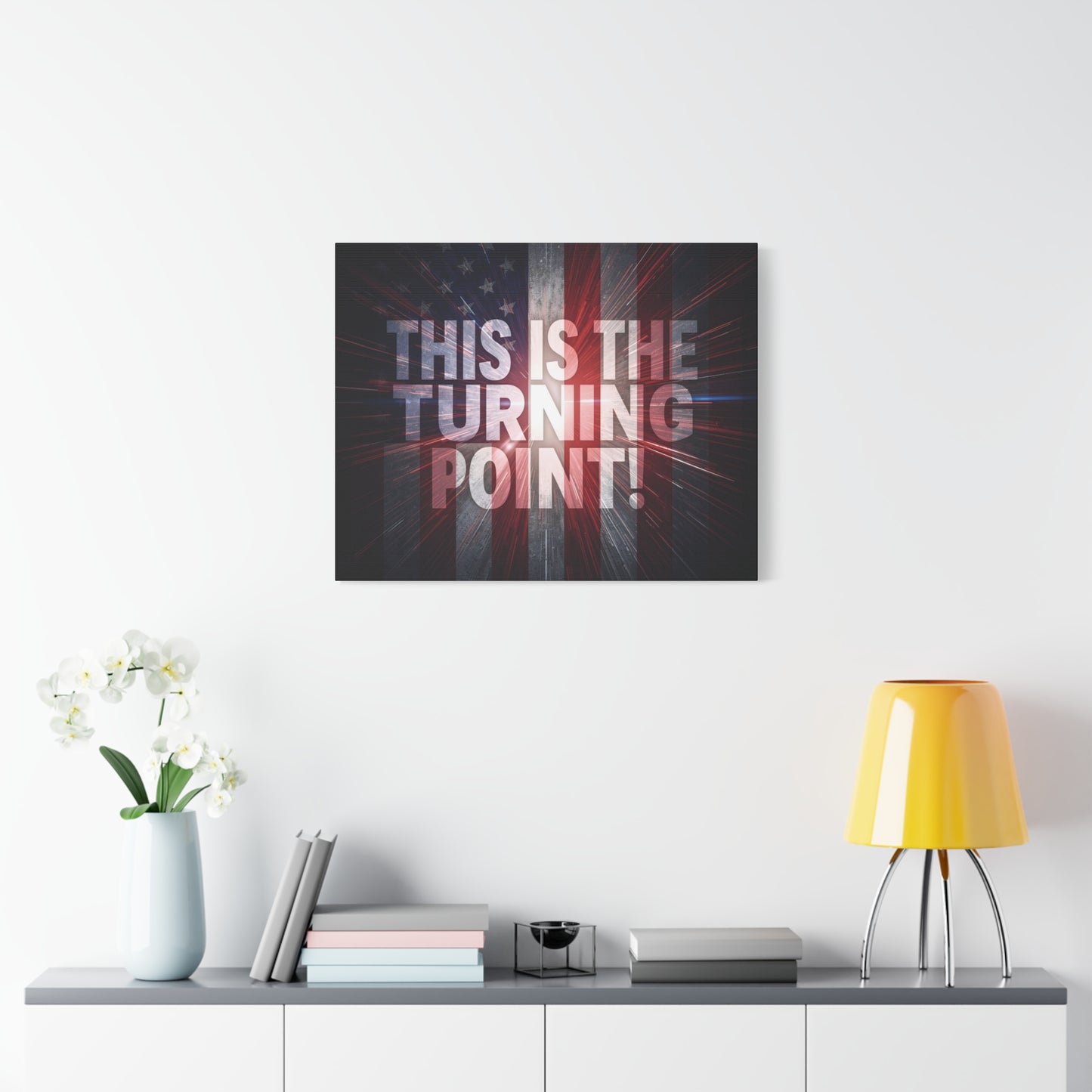 Charlie Kirk - This Is The Turning Point! - Red White Blue - Stunning American Flag Backdrop Design - Patriotic - Motivational Wall Art - Canvas - Multiple Sizes