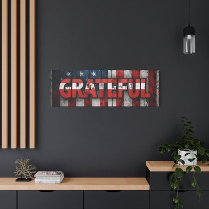 Grateful American Flag Wall Art | Patriotic Canvas Decor, Home Wall Decor, Inspirational Gift, 4th of July Decoration, Veteran's Day