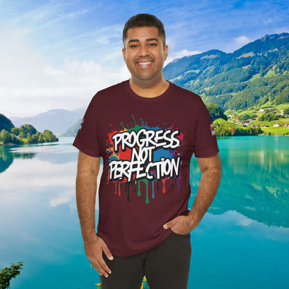 💥 Vibrant   💥   Eye-catching   💥   Motivational    💥 All  Over Print   💥 Unisex T-shirt  💥   Progress  Not  Perfection   💥  Art-Inspired   💥  Apparel  💥  Sizes  XS  x  4XL 💥