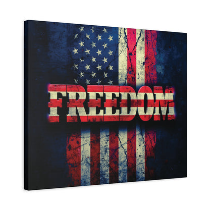 Patriotic Wall Art Print - Freedom Design Canvas Decor - American Flag Red White & Blue Artwork - Christmas Gifts - Independence Day Decoration - Home Gallery Piece -