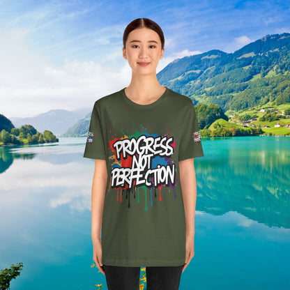 💥 Vibrant   💥   Eye-catching   💥   Motivational    💥 All  Over Print   💥 Unisex T-shirt  💥   Progress  Not  Perfection   💥  Art-Inspired   💥  Apparel  💥  Sizes  XS  x  4XL 💥
