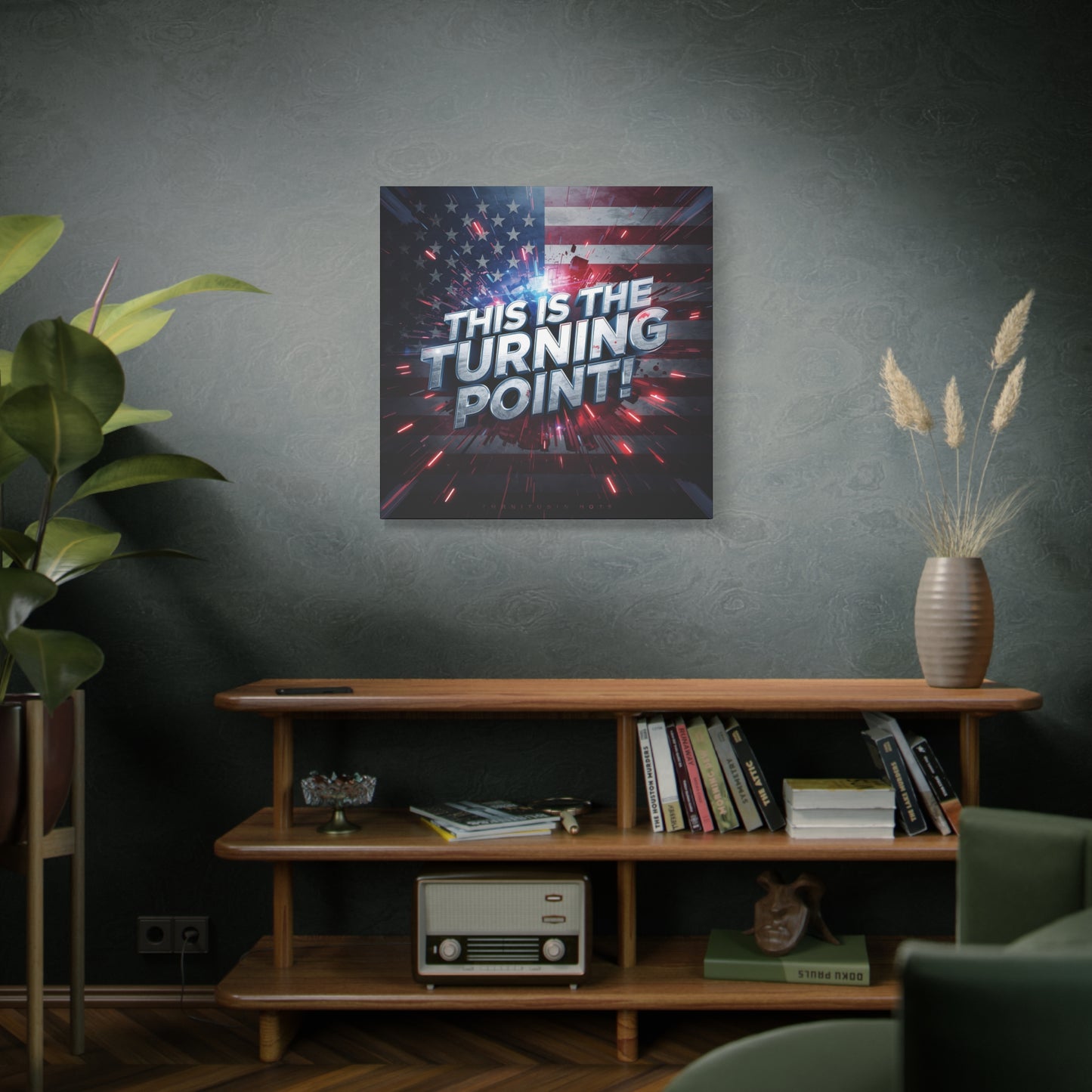 Canvas Print - Patriotic Wall Art - Stunning - Red White Blue - American Flag Backdrop - Charlie Kirk Inspired - This Is The Turning Point! - Multiple Sizes -