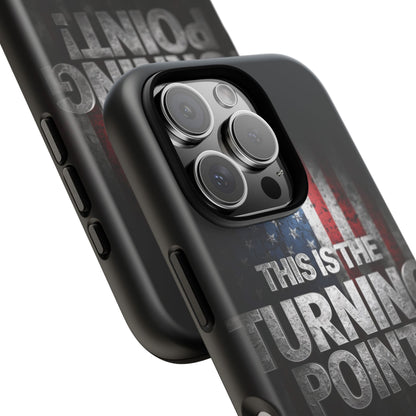 Stunning Patriotic Protective Cell Phone Case -  Charlie Kirk - This Is The Turning Point! - Red White Blue - Beautiful American Flag Backdrop Design - Perfect Gift for Everyday Use, Durable Cover, Stylish Protection