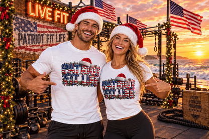Patriot Fit Life Christmas T-Shirt - Centered Santa Hat & Ornaments | Unisex XS-4XL