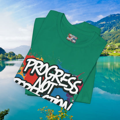 💥 Vibrant   💥   Eye-catching   💥   Motivational    💥 All  Over Print   💥 Unisex T-shirt  💥   Progress  Not  Perfection   💥  Art-Inspired   💥  Apparel  💥  Sizes  XS  x  4XL 💥