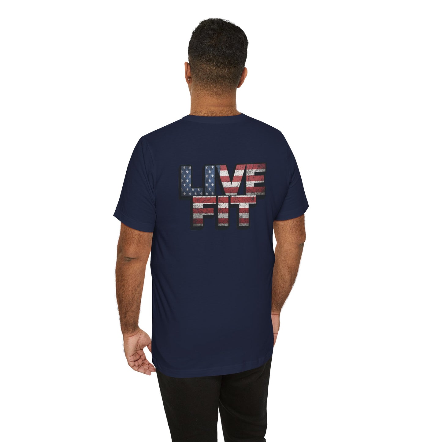 LIVE FIT Patriotic T-Shirt - American Flag Red White Blue - Unisex Fitness Tee