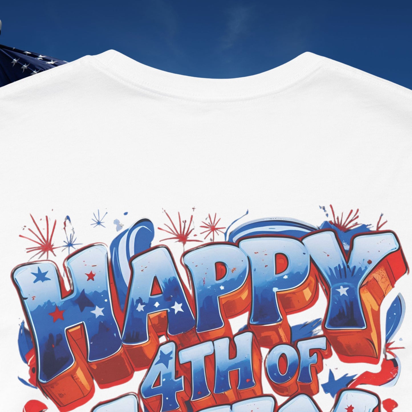 Happy 4th Of July, Print Design T-Shirt, Independence Day, American Flag, Bald Eagle, Red White Blue
