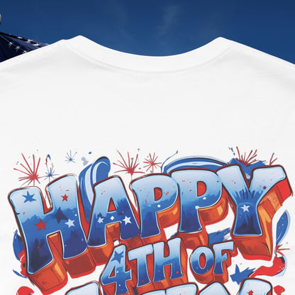 Happy 4th Of July, Print Design T-Shirt, Independence Day, American Flag, Bald Eagle, Red White Blue