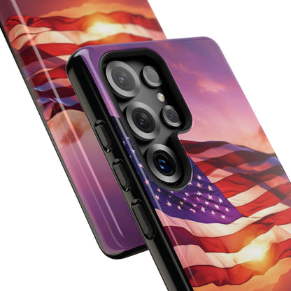 Stylish Phone Case - American Flag At Sunset Design - Patriotic Gift for Veterans - Independence Day -  Summer Vibes -