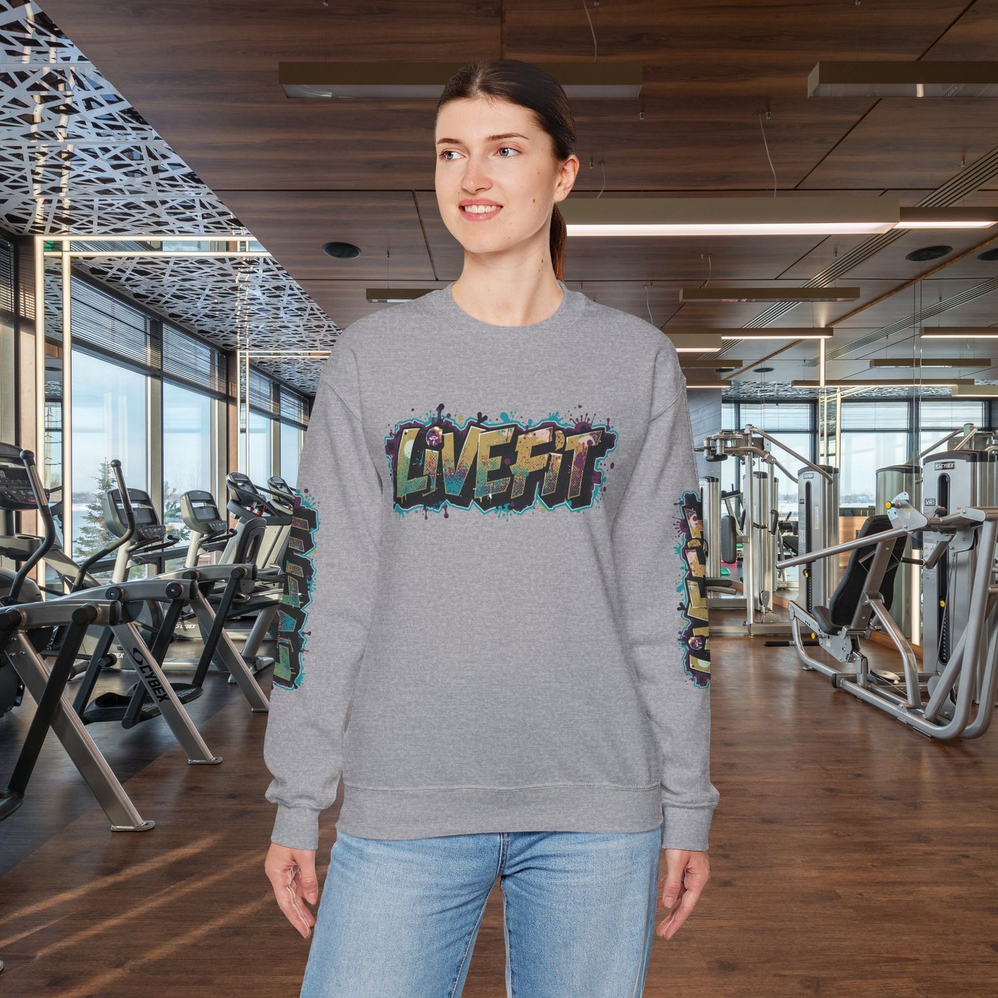 Live Fit Crewneck Sweatshirt - Trendy Fitness Apparel -  Unisex Casual Wear -  Sports Gift -  Workout Fashion -  Street Style Sweatshirt -