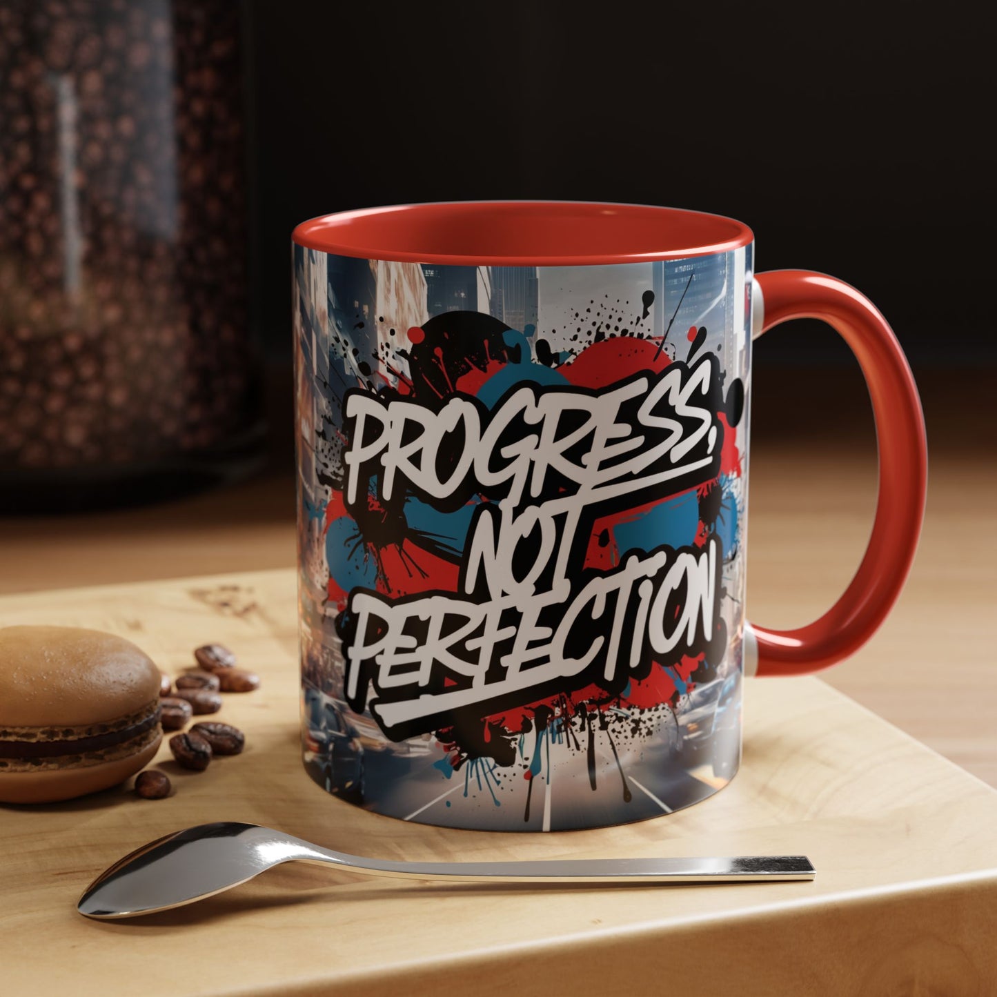 Progress Not Perfection! Graffiti Style Mug - Vibrant Design - 11oz/15oz - 8 Colors