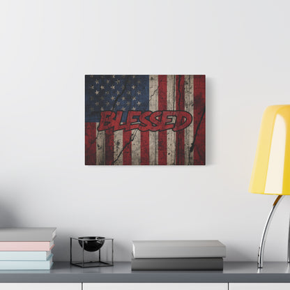Blessed Patriotic Canvas Wall Art, Americana Decor, Home Wall Decoration, Rustic Flag Artwork, US Flag Decor