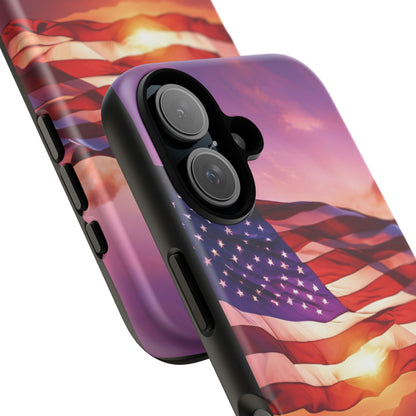 Stylish Phone Case - American Flag At Sunset Design - Patriotic Gift for Veterans - Independence Day -  Summer Vibes -