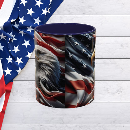 Patriotic Eagle Mug - Vintage American Flag Design - 11oz/15oz