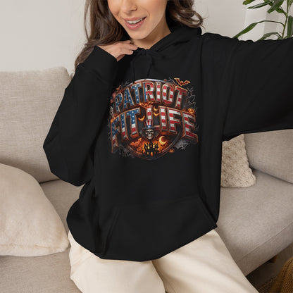Patriot Fit Life Halloween Graphic Hoodie — American Flag Eagle Vintage Design