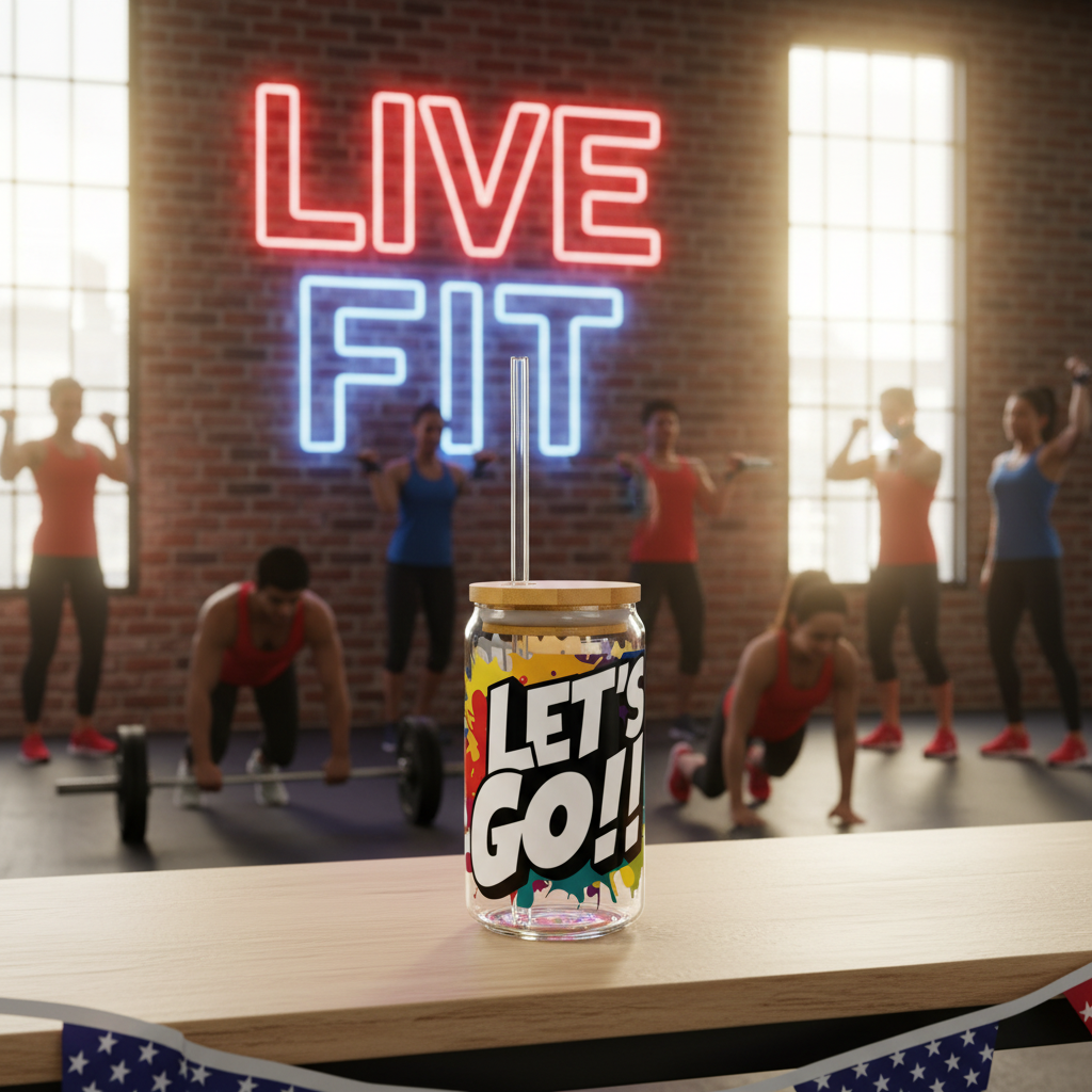 Let's Go!! Motivational Sipper Glass - 16oz Titan Plastic with Straw