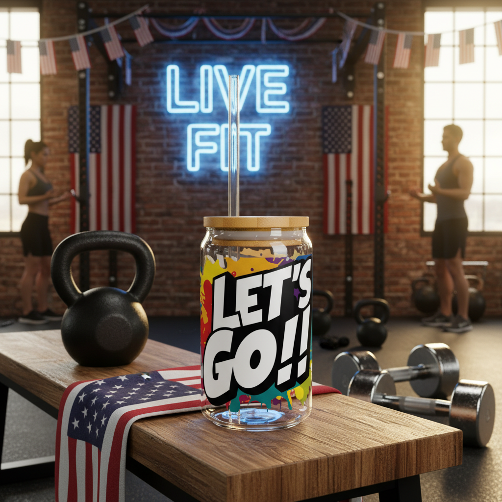 Let's Go!! Motivational Sipper Glass - 16oz Titan Plastic with Straw