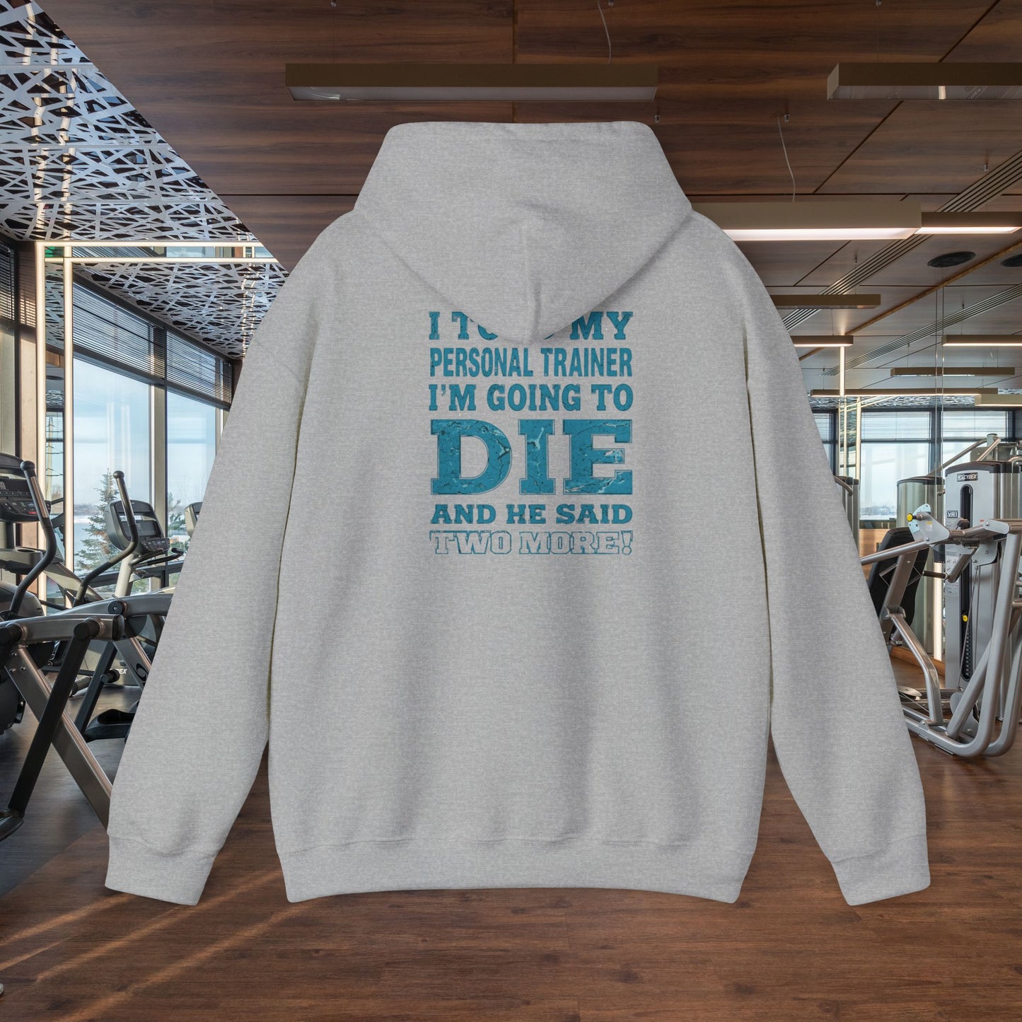 Funny - I Told My Personal Trainer That I'm Going To Die And He Said Two More!  - Design - Workout Hoodie - Sizes - S - 5XL - Gym Humor Sweatshirt - Personal Trainer Gift - Fitness Motivational Apparel