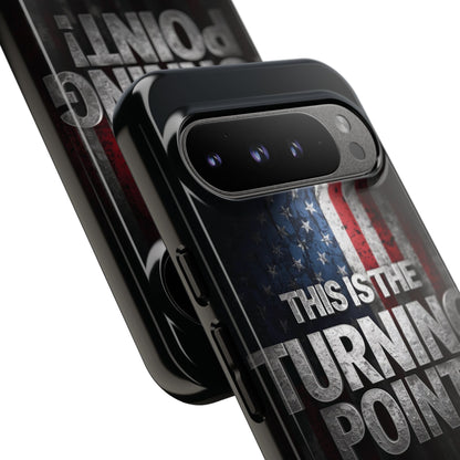 Stunning Patriotic Protective Cell Phone Case -  Charlie Kirk - This Is The Turning Point! - Red White Blue - Beautiful American Flag Backdrop Design - Perfect Gift for Everyday Use, Durable Cover, Stylish Protection