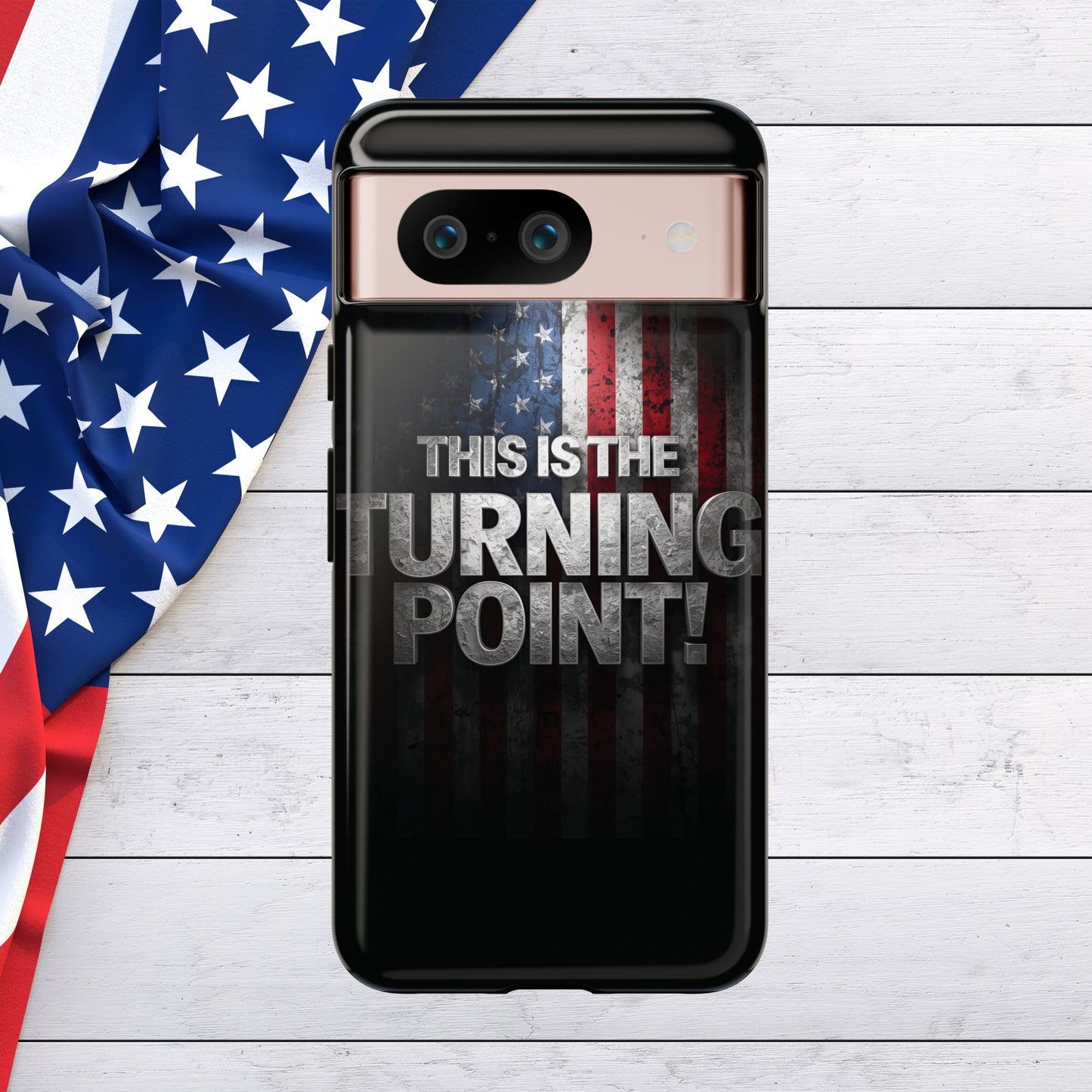 Stunning Patriotic Protective Cell Phone Case -  Charlie Kirk - This Is The Turning Point! - Red White Blue - Beautiful American Flag Backdrop Design - Perfect Gift for Everyday Use, Durable Cover, Stylish Protection
