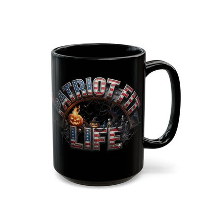 Patriot Fit Life Halloween Mug - Haunted Graveyard Flag Design | 11oz & 15oz