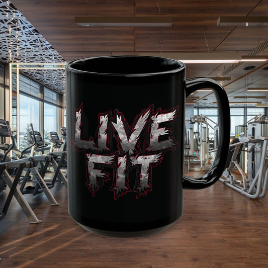 Ceramic Black Mug - LIVE FIT Design -  11oz - 15oz -
