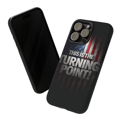 Stunning Patriotic Protective Cell Phone Case -  Charlie Kirk - This Is The Turning Point! - Red White Blue - Beautiful American Flag Backdrop Design - Perfect Gift for Everyday Use, Durable Cover, Stylish Protection