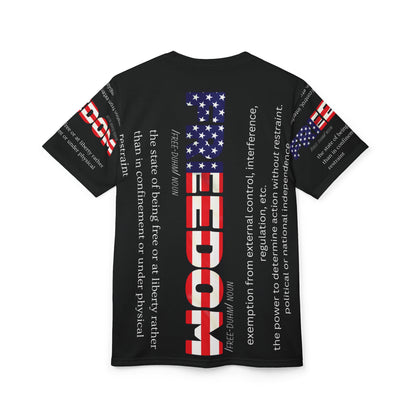 Unisex - Freedom - Definition Tee - American Flag - Red White Blue - All Over Print - T-Shirt - Sizes - S - 3XL